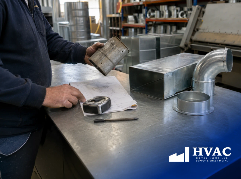 HVAC supply store search guide showing the tools and materials a contractor should bring to a ductwork order.