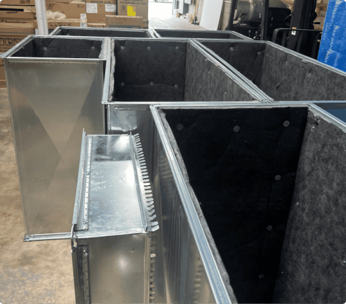Insulated rectangular HVAC duct with Ductmate flanges